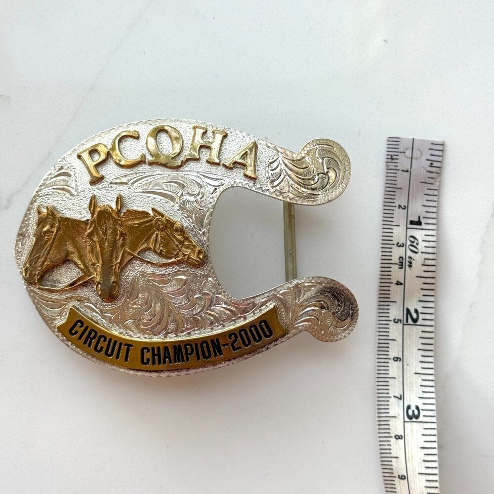 Vintage Silverado Buckle Silver PCQHA Circuit Champion 2000 Western Rodeo Horse - Picture 10 of 11